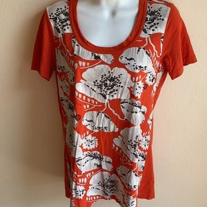 Tory Burch Pima Cotton Flower Print T Tee Shirt S